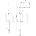 MZ07B-CH Meir Champagne Shower Rail and Hose_Stiles_TechDrawing_Image