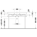 0030761 Duravit Happy D2 Metal Console 973mm_Stiles_TechDrawing_Image4