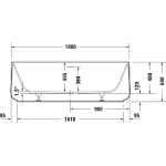 700463 Duravit Zencha Matt White Freestanding Bath 1800x900mm_Stiles_TechDrawing_Image