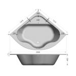 B0000027 Luximo ASP Palmas Corner Bath CBM05 1415x1415mm_Stiles_TechDrawing_Image