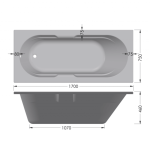 B0000041 Luximo ASP Napoli Bath BM10NH White 1700x750x460mm_Stiles_TechDrawing_Image