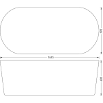 B0000189 Luximo ASP Caymen One Piece Freestanding Seamless Bath 1685x790x580mm_Stiles_TechDrawing_Image