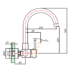 Blutide Moon Black Wall-type Sink Mixer (J-Spout)_Stiles_TechDrawing_Image