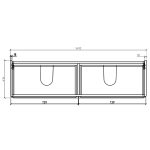 Clear Cube Milan Black Cabinet 480x1500x500mm_Stiles_TechDrawing_Image2