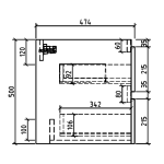 Clear Cube Milan Black Cabinet 480x1500x500mm_Stiles_TechDrawing_Image3