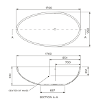 GIO002 Boutique Bath Giocoso Bath 1760x958x510mm_Stiles_TechDrawing_Image