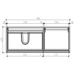 Gio Bella Messina White Cab and Basin 1000mm_Stiles_TechDrawing_Image2