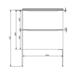 Gio Loft White Cupboard and Basin 600mm_rail on left_rail on left_Stiles_TechDrawing_Image