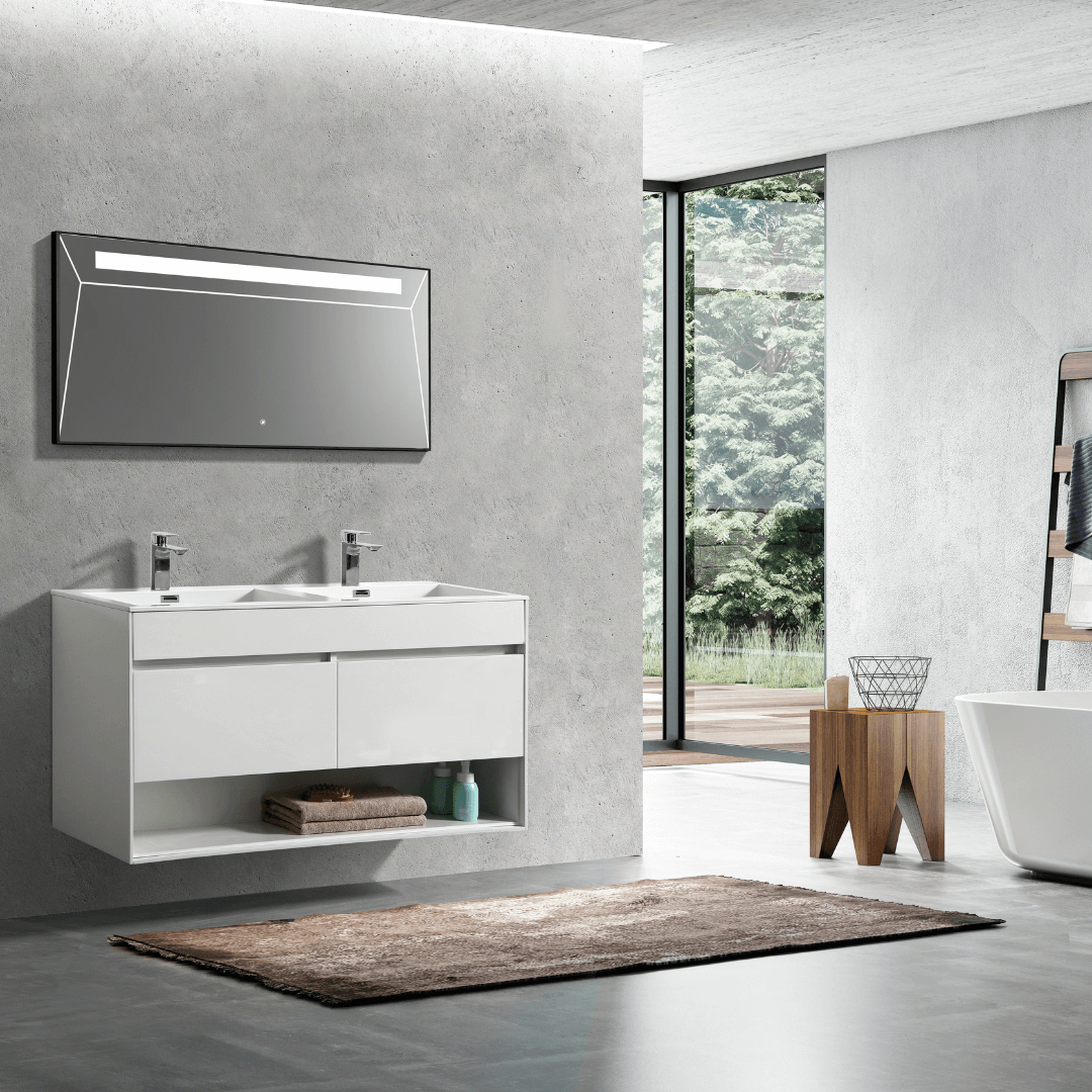 Gio Bella Simplicity Edge White Cabinet and Basin 480x1200x630mm - Stiles