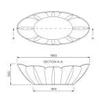 ORC001 Boutique Baths Orchid Bath 1960x965x560mm_Stiles_TechDrawing_Image