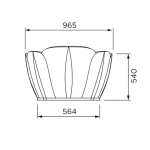 ORC001 Boutique Baths Orchid Bath 1960x965x560mm_Stiles_TechDrawing_Image 2