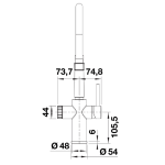 Blanco Catris-S Flexo Filter PST Stainless Steel Sink Mixer_Stiles_TechDrawing_Image2