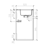 CAB VAN GIO R550 MATT BLACK Gio Black Cab White Basin 550mm_Stiles_TechDrawing_Image