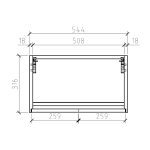 CAB VAN GIO R550 MATT BLACK Gio Black Cab White Basin 550mm_Stiles_TechDrawing_Image3