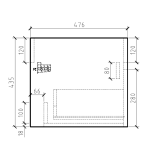 CAB VAN GIO R600 K OAK Gio Simplicity Cart Oak Cab White Basin 600mm_Stiles_TechDrawing_Image2