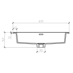 CAB VAN GIO R600 K OAK Gio Simplicity Cart Oak Cab White Basin 600mm_Stiles_TechDrawing_Image4