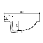 CAB VAN GIO R600 K OAK Gio Simplicity Cart Oak Cab White Basin 600mm_Stiles_TechDrawing_Image5