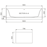 OMI001 Boutique Baths Omina Freestanding Bath 1810x796x550mm_Stiles_TechDrawing_Image 2