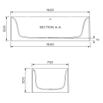 OMI004 Boutique Baths Omina Compatto Bath 1620x750x500mm_Stiles_TechDrawing_Image 2