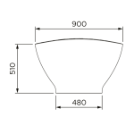 PER001 Boutique Baths Perfekt Matt White Bath 1890x900x560mm_Stiles_TechDrawing_Image 2