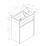 R460-CUPWHT Gio Simplicity White Cab & Basin 460mm_Stiles_TechDrawing_Image