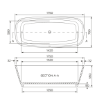 VIV001 Boutique Baths Vivace Bath 1750x780x550mm_Stiles_TechDrawing_Image