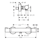 13116340 Hansgrohe Ecostat Comfort Brushed Black Chome Shower Thermostat_Stiles_TechDrawing_Image