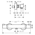 13116670 Hansgrohe Ecostat Comfort Matt Black Shower Thermostat_Stiles_TechDrawing_Image