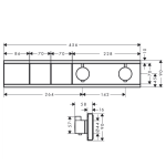 15380340 Hansgrohe RainSelect Brushed Black Chrome Thermostat (2 Functions)_Stiles_TechDrawing_Image