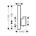 15763340 Hansgrohe ShowerSelect Brushed Black Chrome Thermostat (2 Functions)_Stiles_TechDrawing_Image