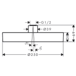 26228340 Hansgrohe Rainfinity Brushed Black Chrome 1 Jet Shower Head 250mm_Stiles_TechDrawing_Image