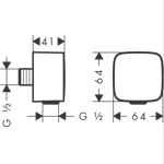 26457340 Hansgrohe FixFit Brushed Black Chrome Wall Outlet (with non-return valve)_Stiles_TechDrawing_Image