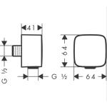 26457670 Hansgrohe FixFit Matt Black Wall Outlet with Non-return Valve_Stiles_TechDrawing_Image