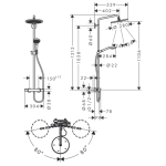 26890340 Hansgrohe Croma Select S Brushed Black Chrome Shower Set with Thermostat 280mm_Stiles_TechDrawing_Image