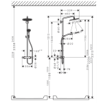 26890340 Hansgrohe Croma Select S Brushed Black Chrome Shower Set with Thermostat 280mm_Stiles_TechDrawing_Image 2