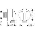 27454340 Hansgrohe FixFit Brushed Black Chrome Wall Outlet E (without non-return valve)_Stiles_TechDrawing_Image