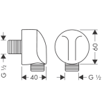 27454670 Hansgrohe FixFit Matt Black Wall Outlet E without Non-return Valve_Stiles_TechDrawing_Image