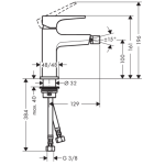 32520340 Hansgrohe Metropol Brushed Black Chrome Bidet Mixer_Stiles_TechDrawing_Image