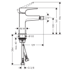 32520670 Hansgrohe Metropol Matt Black Bidet Mixer_Stiles_TechDrawing_Image