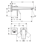 32526670 Hansgrohe Metropol Matt Black Wall-Type Basin Mixer 225mm_Stiles_TechDrawing_Image