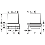 41749670 Hansgrohe AddStoris Matt Black Toothbrush Tumbler_Stiles_TechDrawing_Image