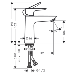 71712673 Hansgrohe Talis E Matt Black Basin Mixer 110mm_Stiles_TechDrawing_Image