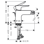 71720670 Hansgrohe Talis E Bidet Mixer with Pop-up Waste_Stiles_TechDrawing_Image