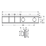 15380990 Hansgrohe RainSelect Polished Gold Optic Thermostat (2 Functions)_Stiles_TechDrawing_Image