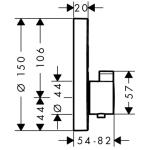 15743990 Hansgrohe ShowerSelect S Polished Gold Optic Thermostat Mixer_Stiles_TechDrawing_Image