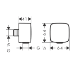 26457140 Hansgrohe FixFit Brushed Bronze Wall Outlet (with non-return valve)_Stiles_TechDrawing_Image