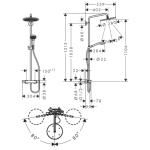 26891140 Hansgrohe Croma Select S EcoSmart Brushed Bronze Shower Set with Thermostat 280mm_Stiles_TechDrawing_Image