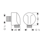 27454140 Hansgrohe FixFit Brushed Bronze Wall Outlet E (without non-return valve)_Stiles_TechDrawing_Image