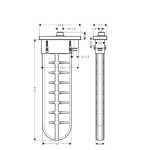 28010340 Hansgrohe sBox Brushed Black Chrome Square Finishing Set_Stiles_TechDrawing_Image