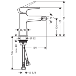 32520140 Hansgrohe Metropol Brushed Bronze Bidet Mixer_Stiles_TechDrawing_Image